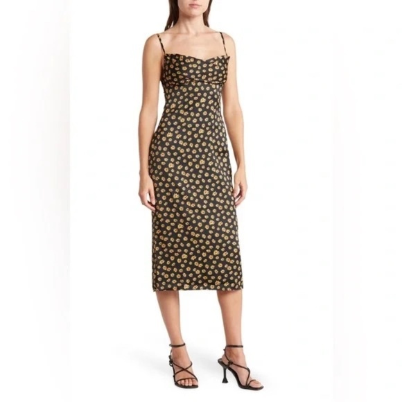 NWT WeWoreWhat Ditsy Dasies Cowl Midi Dress, Size 00 - Picture 1 of 4
